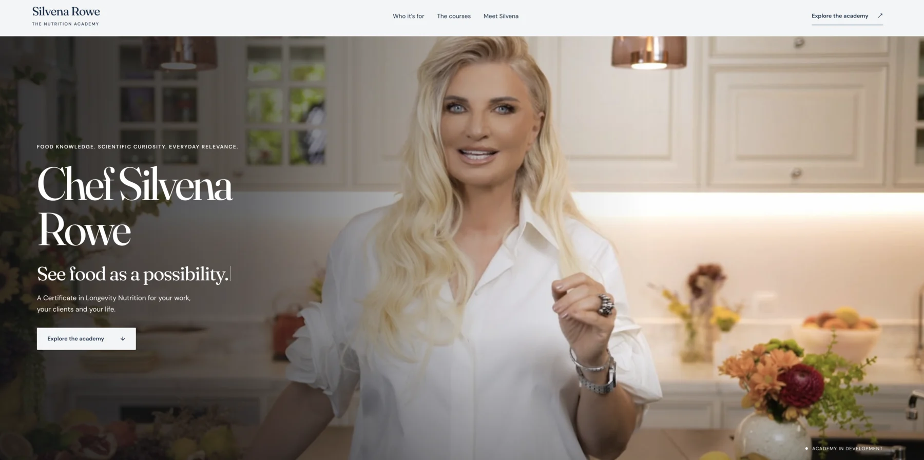 Silvena Rowe, The Nutrition Academy: Chef Silvena Rowe in her kitchen, See food as a possibility