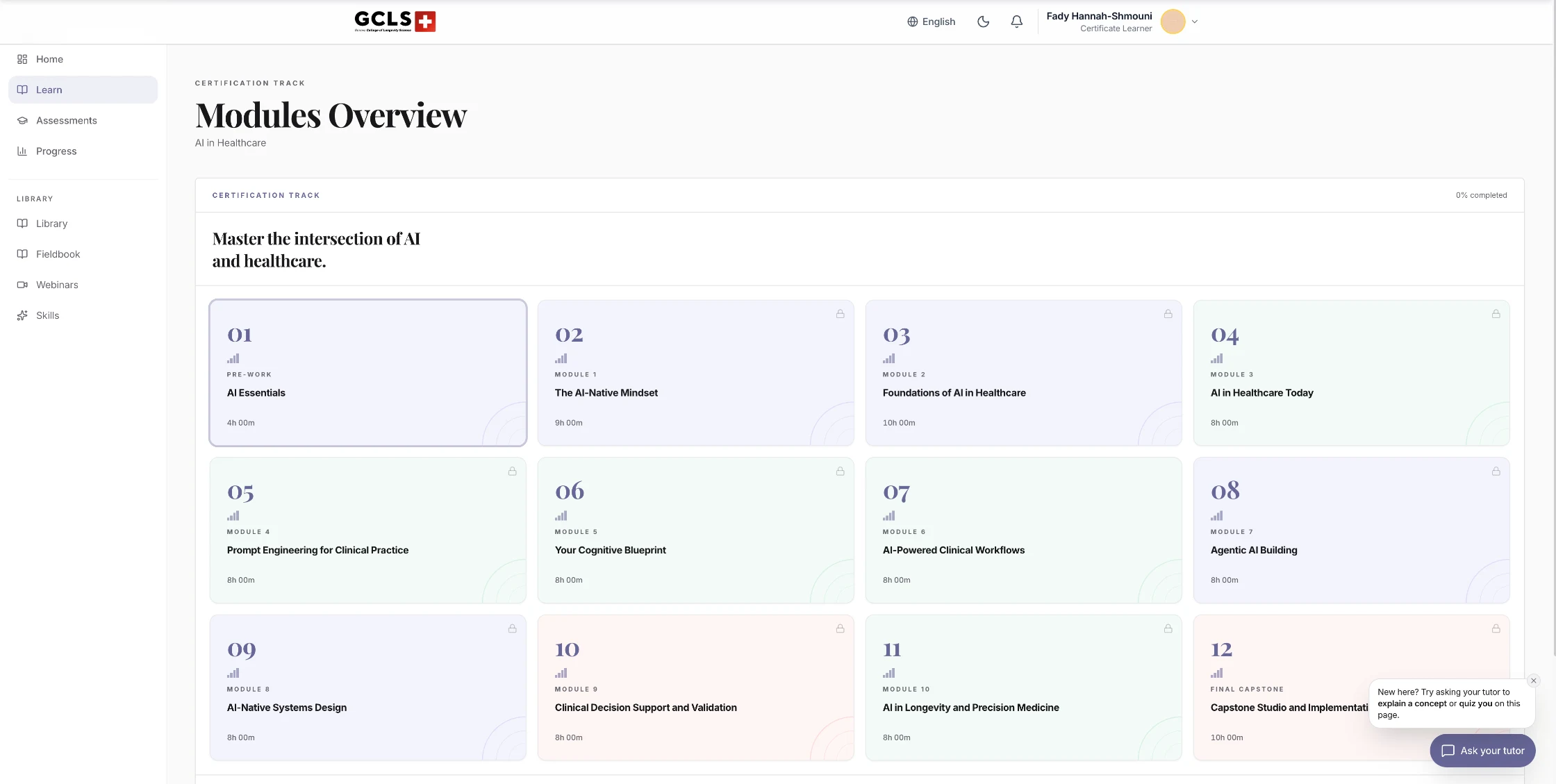 GCLS AI in Healthcare course modules