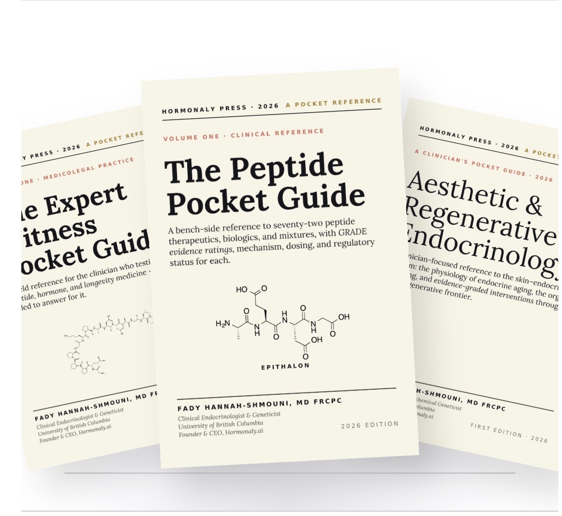 Hormonaly Press book covers on peptides, hormones and longevity at Perceptors Books